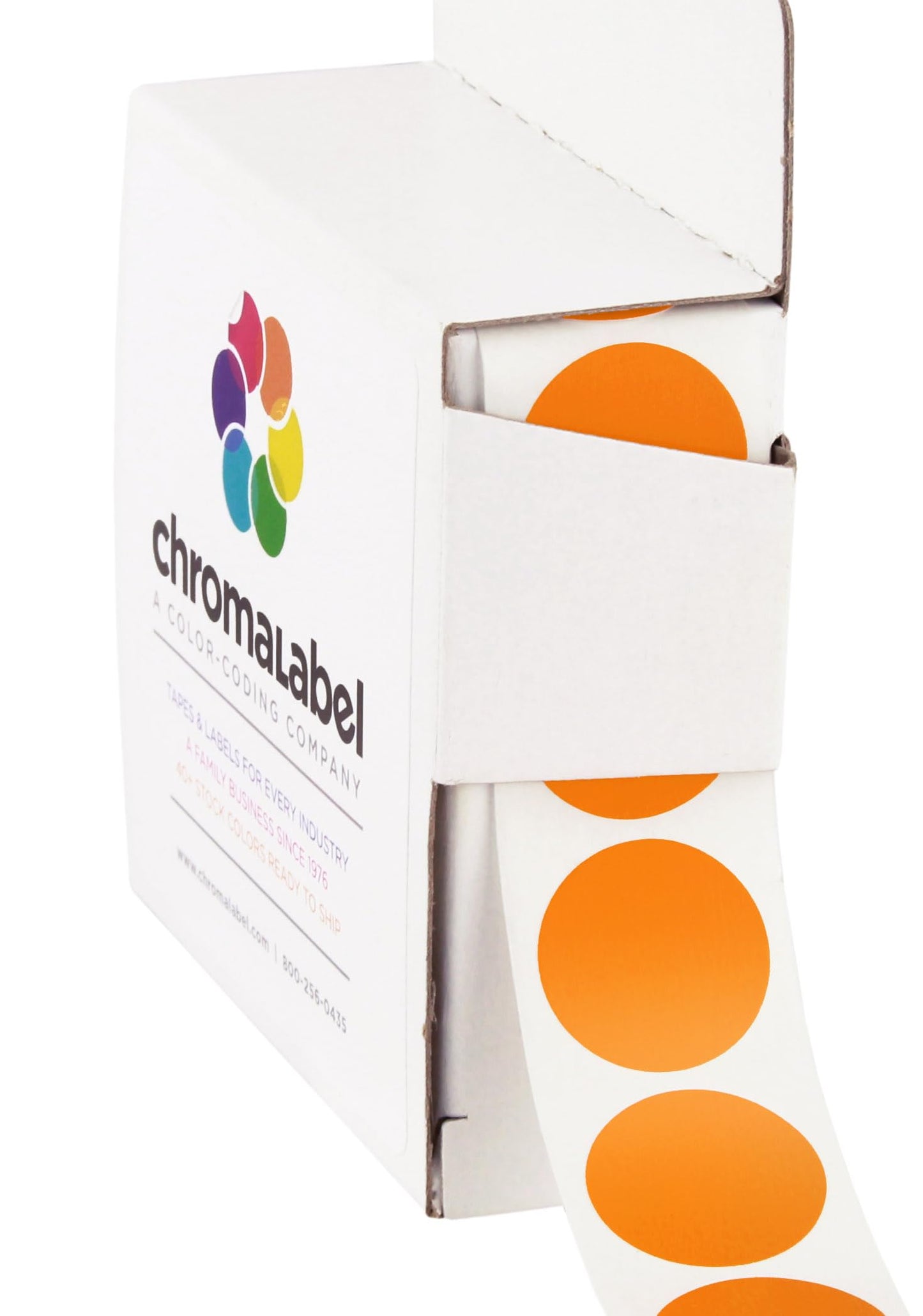 ChromaLabel 0.75 Inch Round Label Permanent Color Code Dot Stickers, 1000 Labels per Dispenser Box, Orange