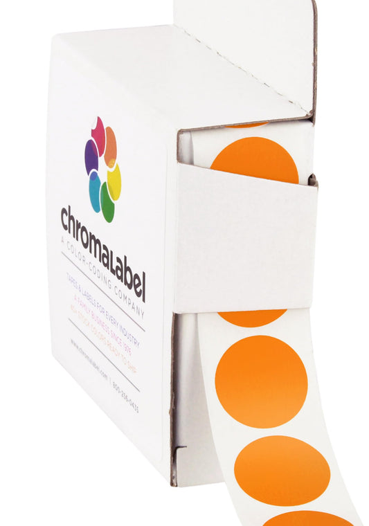 ChromaLabel 0.75 Inch Round Label Permanent Color Code Dot Stickers, 1000 Labels per Dispenser Box, Orange