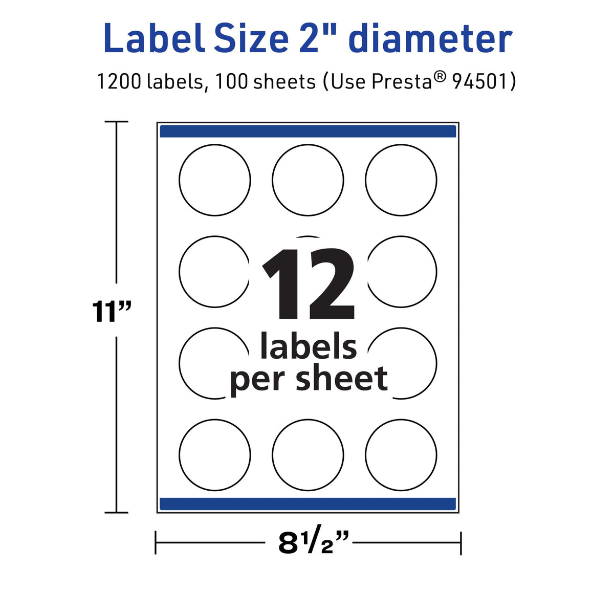 Avery TrueBlock Matte White Round Labels, Sure Feed Technology, 2" Diameter, 1,200 Matte White Labels, Print-to-The-Edge, Laser/Inkjet Printable, Great for Making Stickers or Product Merchandising 1,200 labels