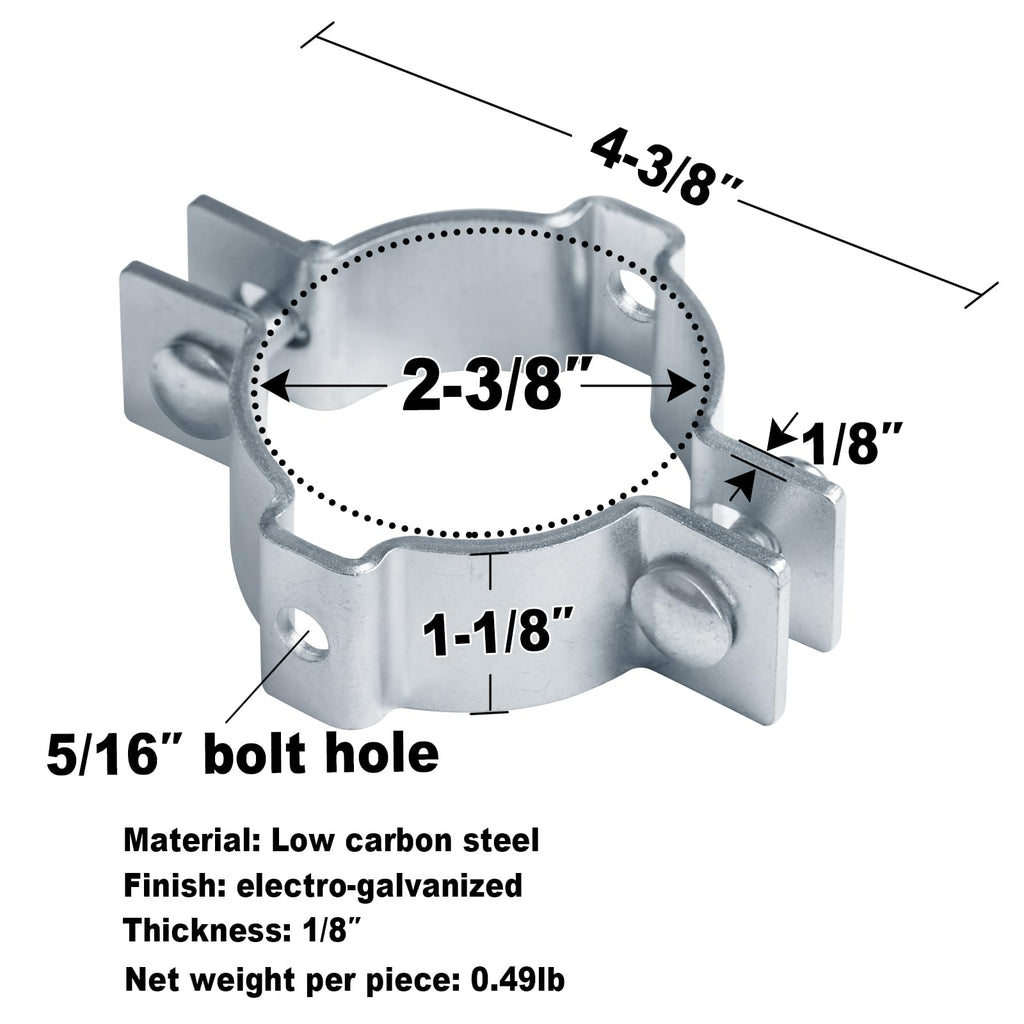 GBGS 4 Pack Sign Mounting Bracket for OD 2-3/8"Round Pipe Post