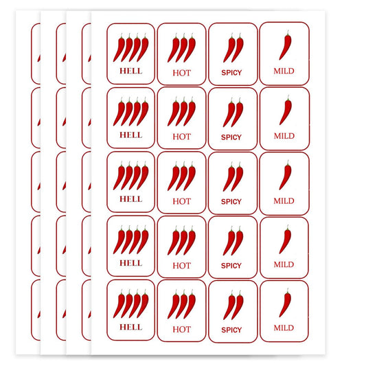 4-Level Spicy Indicator Stickers Red Chili Pepper Labels 0.75×1 Inch Spicy Stickers for Food Packaging, Restaurants, and Home Kitchens（500 Pcs）