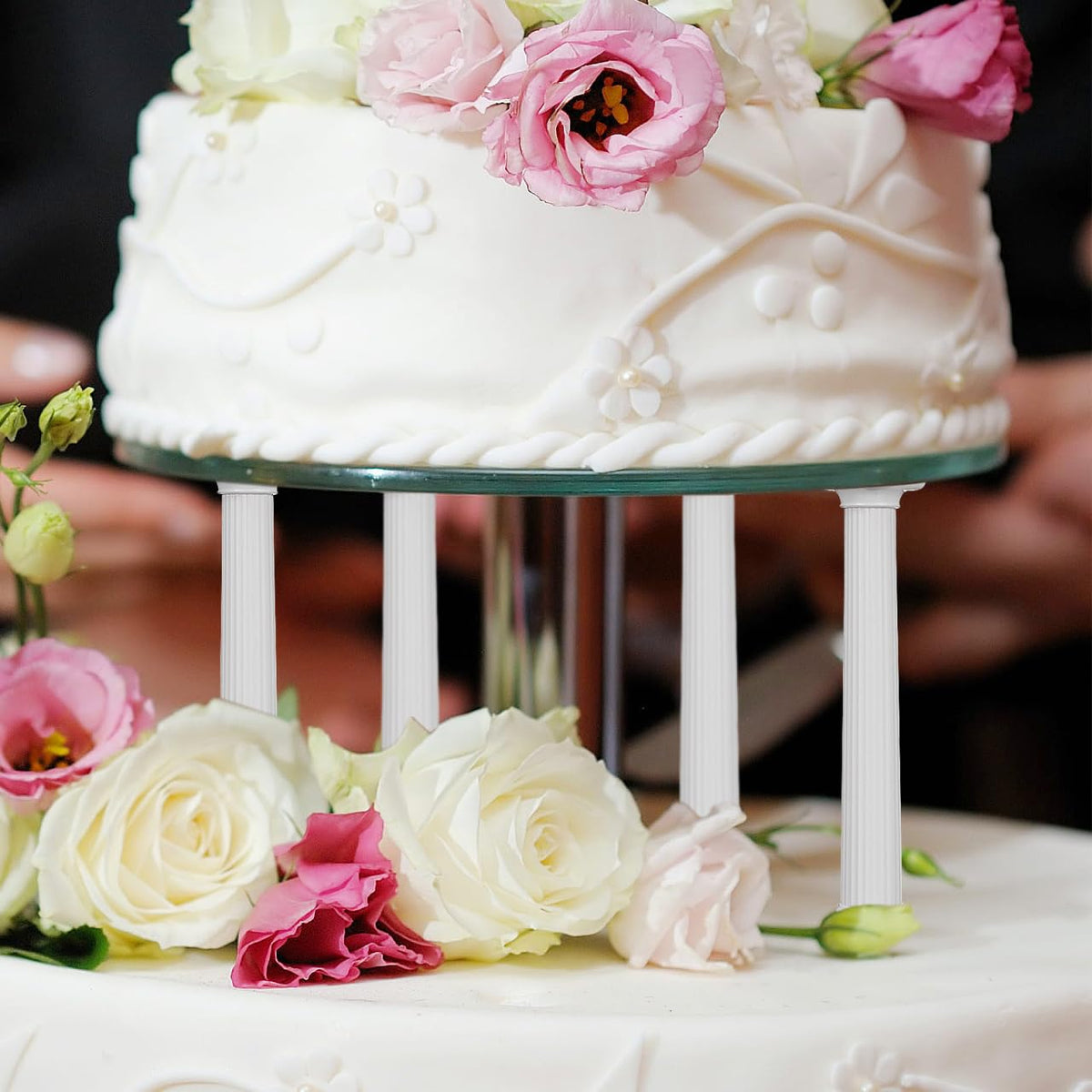 VOSAREA 8pcs 7-Inch Roman Column Cake Pillars Set for Wedding and Birthday Cakes - Plastic Tiered Cake Stand Supports Elegant Decoration Accessories