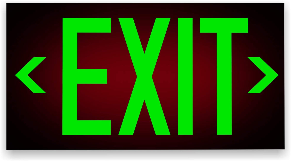 Photoluminescent Exit Signs | Pack of 2 | OSHA-ASTM-ANSI American Standard | Aluminum 14.25" x 7.5" | Weather Proof | NightBright USA Item: NCC-R II