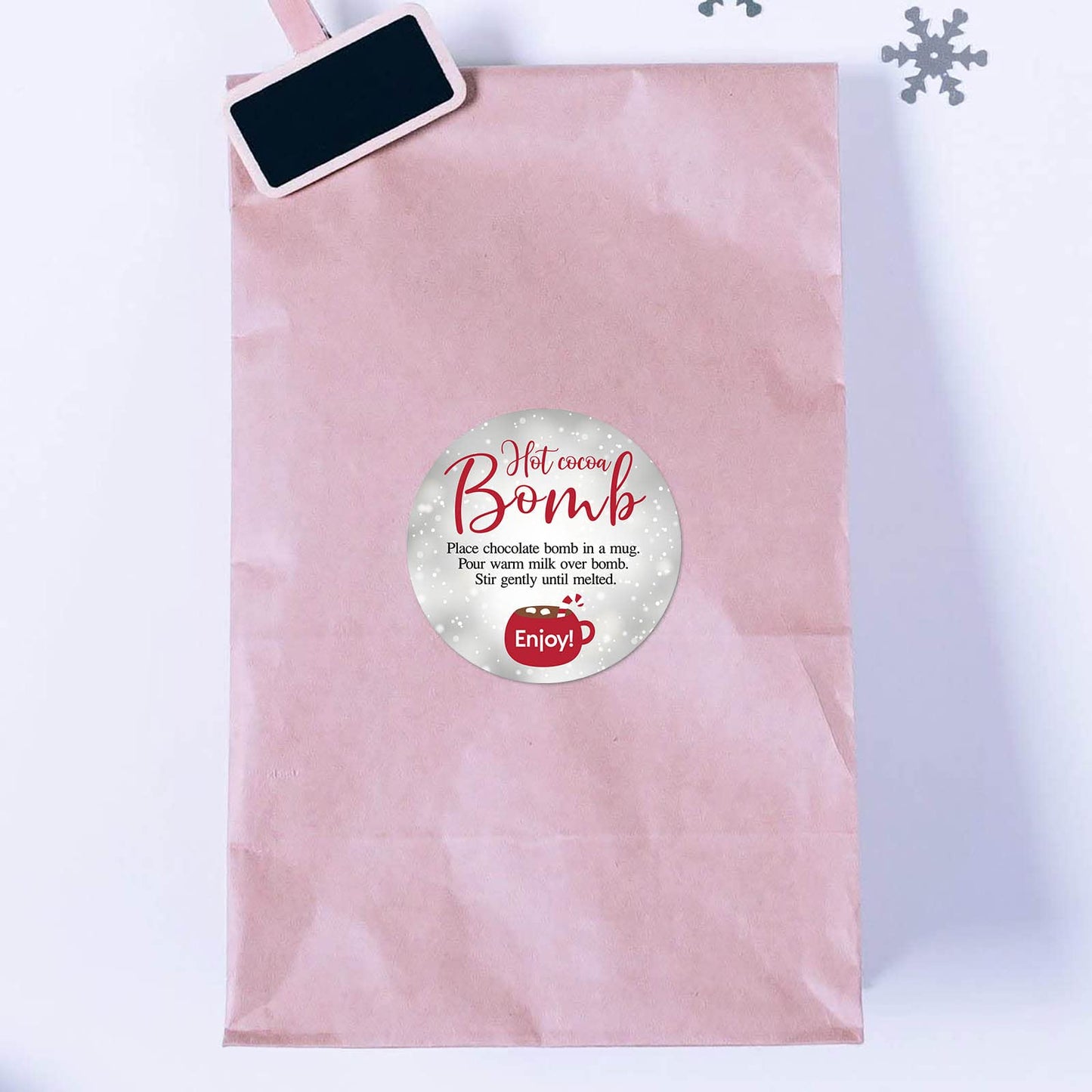 Christmas Hot Cocoa Bomb Stickers, 40-Pack 2in Hot Cocoa Bomb Sticker Labels
