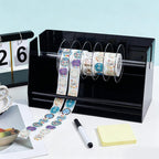 PH PandaHall Adjustable Label Dispenser Acrylic Sticker Roll Dispenser Black Label Roll Holder Organizer 1.81x5.51x6.65in for School Supplies School Home Office Desktop Craft Paper Labels