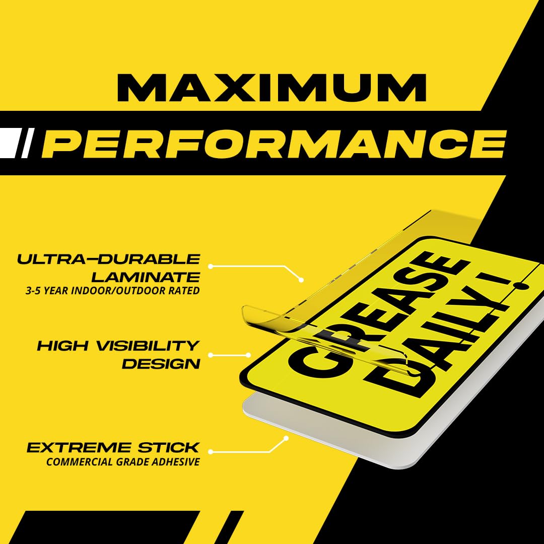 Grease Daily Sticker (small) | Lubricate Daily | Maintenance, Repair, Operations Labels | Machinery and Equipment - Heavy-Duty, Ultra Durable – USA Made (2x1 inch), 20 Labels Grease Daily 20-Pack