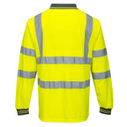 Portwest Hi-Vis Polo ShirtL/S Viz Visibility Reflective Safety Work Wear Top ANSI 3, Yellow, Large