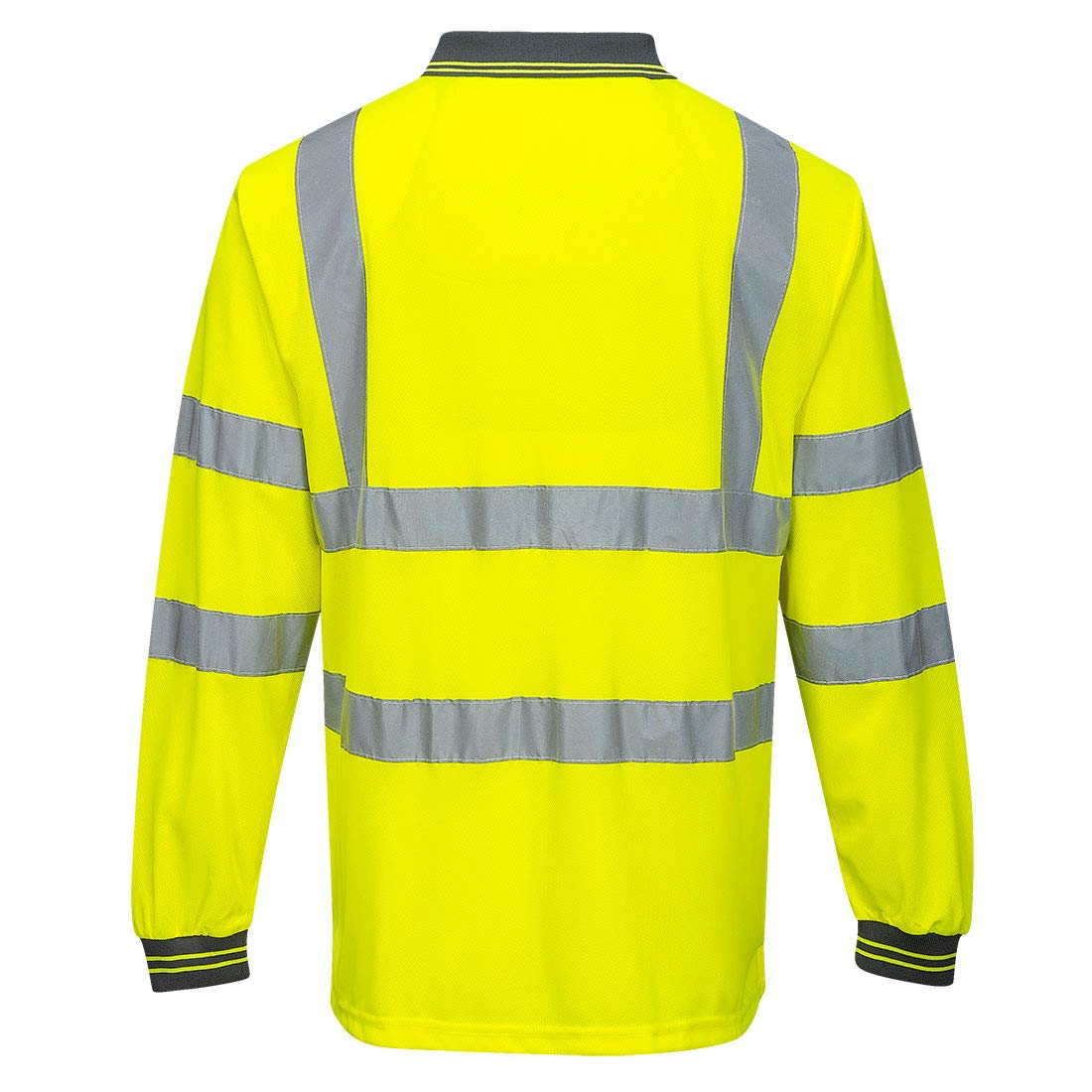 Portwest Hi-Vis Polo ShirtL/S Viz Visibility Reflective Safety Work Wear Top ANSI 3, Yellow, Large