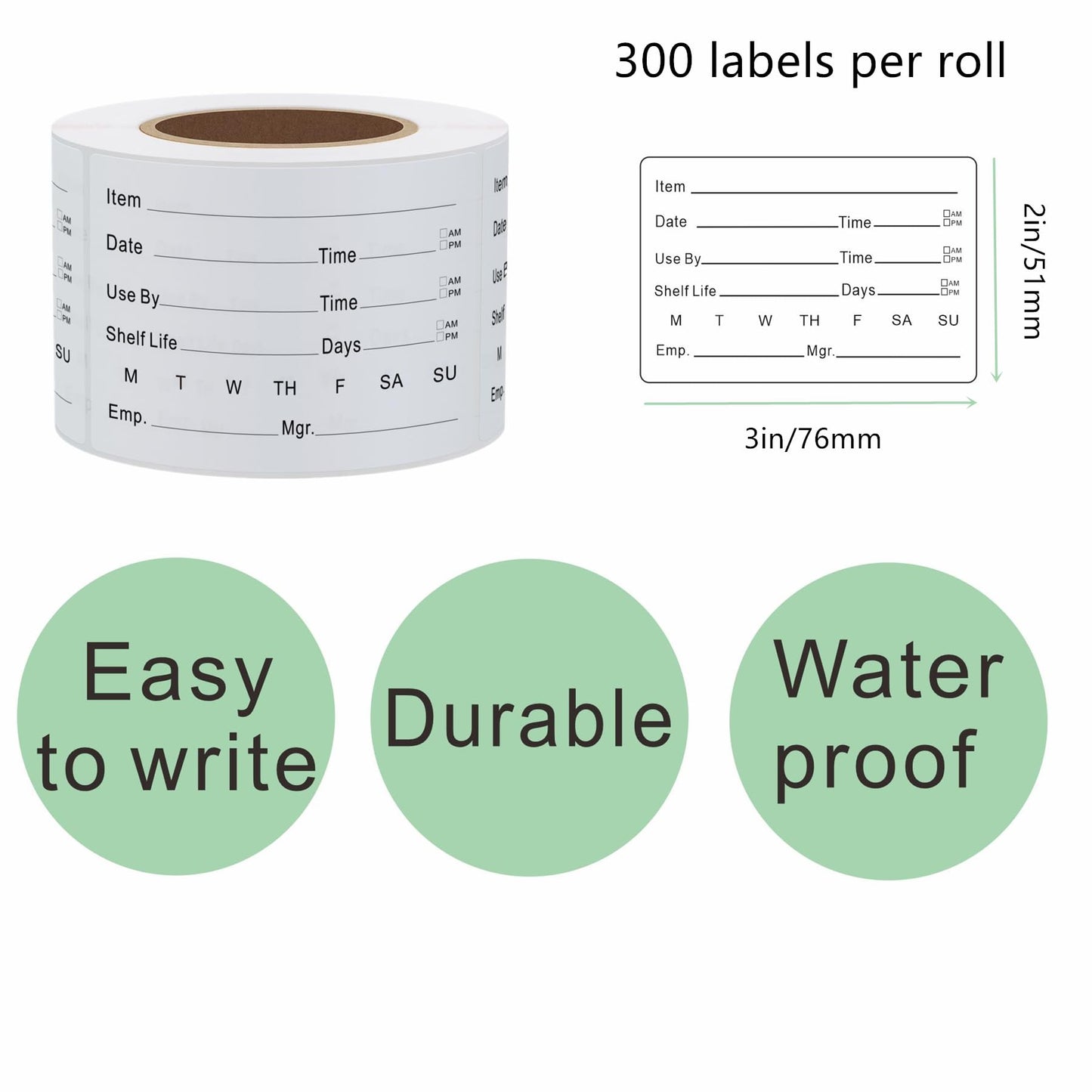 Hybsk 2 x 3 Inch Removable Freezer Food Labels for Reusable Containers- Easy Clean Leaves No Residue Food Storage Freezer 300 Stickers (Type 1) Type 1
