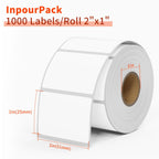 2x1inch Direct Thermal Label Paper for Barcodes, Shipping, 1000 Labels Per Roll White, Compatible with Rollo Label Printer & Zebra Desktop Printers 2" x 1"