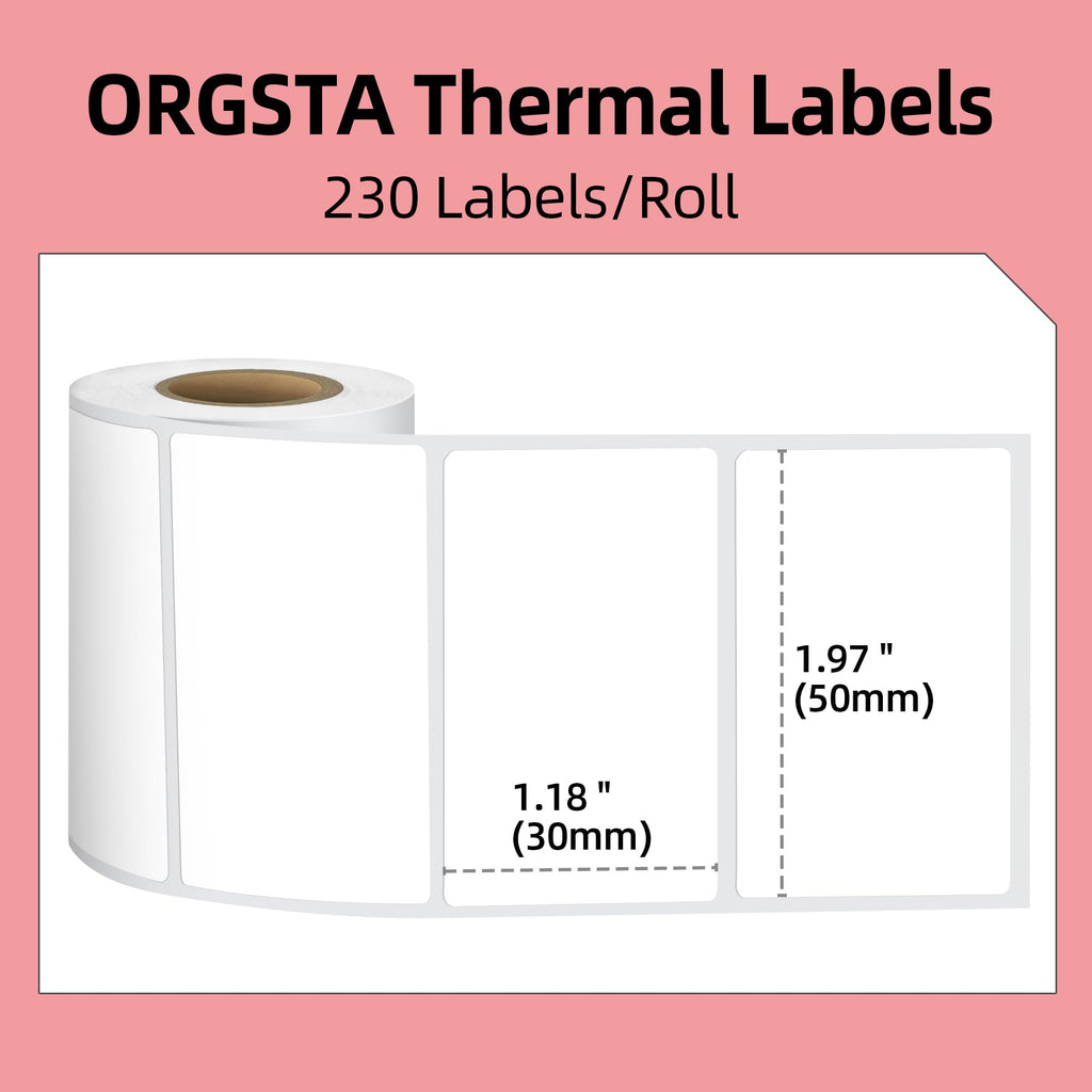 Thermal Sticker Labels, 1.96'' x 1.18" Direct Thermal Labels - 3 Rolls 1.96" x 1.18" Rectangular (White)
