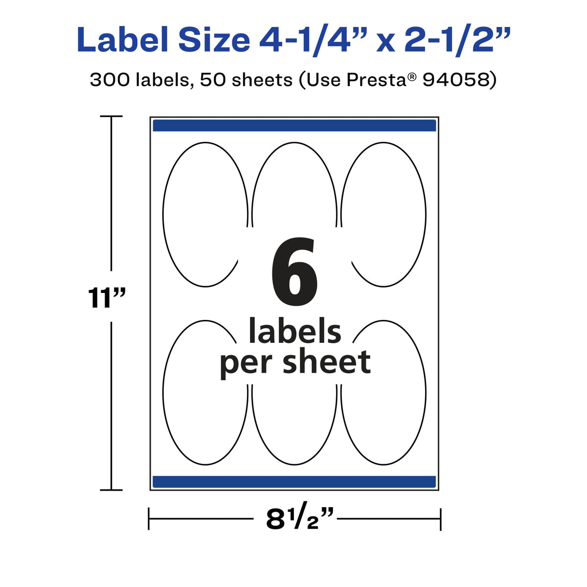 Avery® Glossy Clear Oval Labels, Sure Feed® Technology, 4.25" x 2.5", 300 Glossy Clear Labels, Laser/Inkjet Printable 300 labels