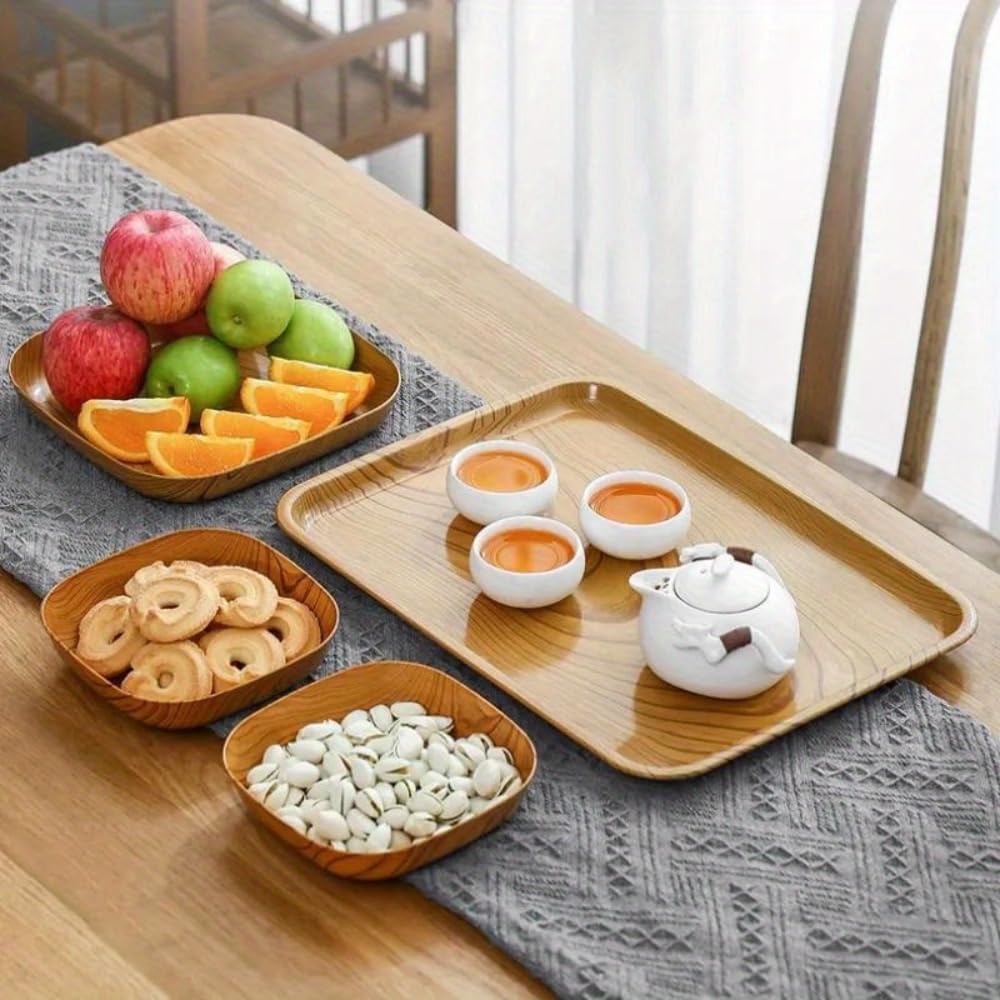 6PCS Wood-grain pattern multi-functional bone-serving dish
