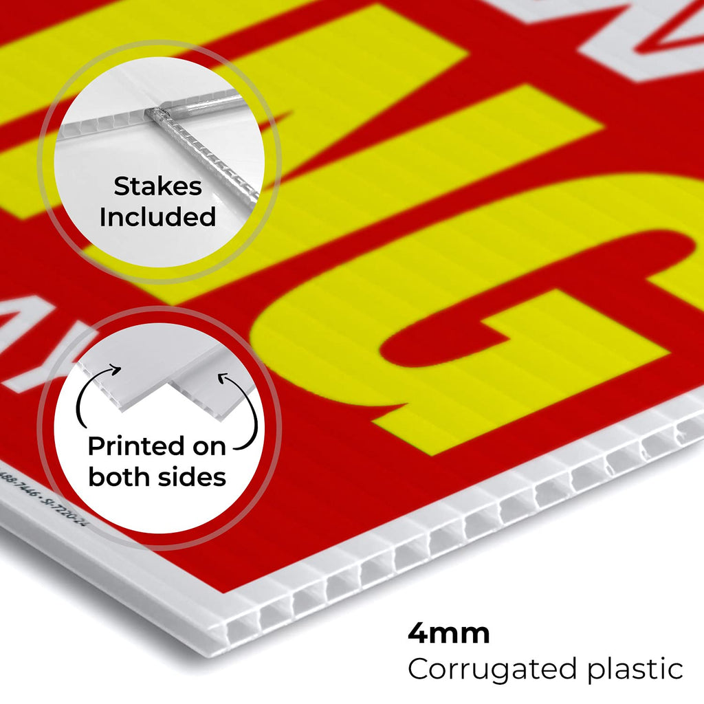 Now Hiring Sign, Help Wanted Signs for Business, (2 Pack) Double Sided Plastic 18x24 2 PK