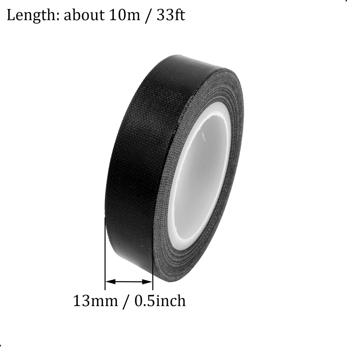 1Roll Heat Resistant Tape, High Temperature Heat Transfer Tape, PTFE Tape,Film Adhesive Tape, 13mm / 1/2" Width, 10m / 33ft Length, Black 0.5" / 1.3cm Width