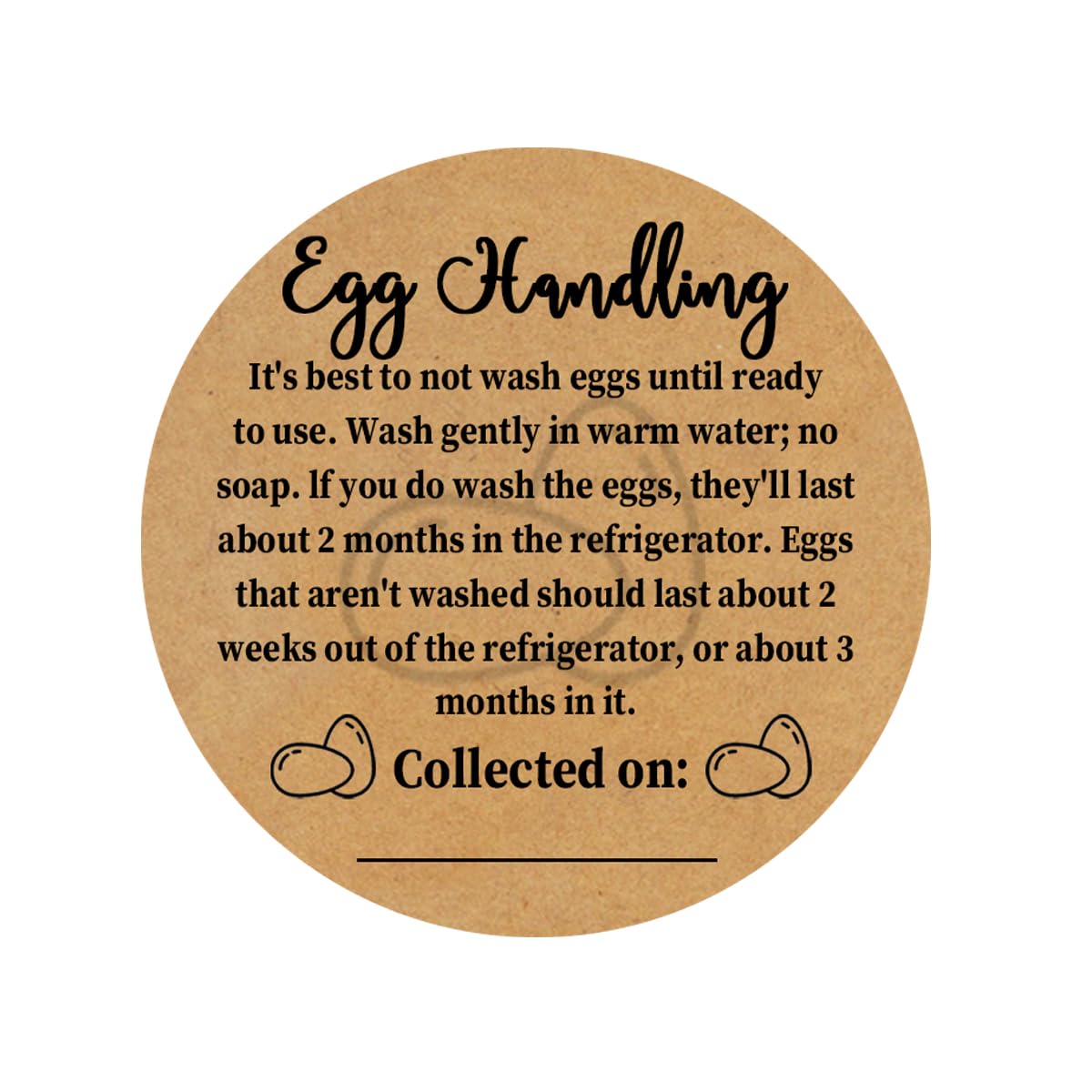 Farm Fresh Eggs Carton Kraft Paper Farm Fresh Egg Care Stickers Egg Handling Labels Self Adhesive Egg Packaging Stickers for Chicken Eggs Freshness & Storage,2 in