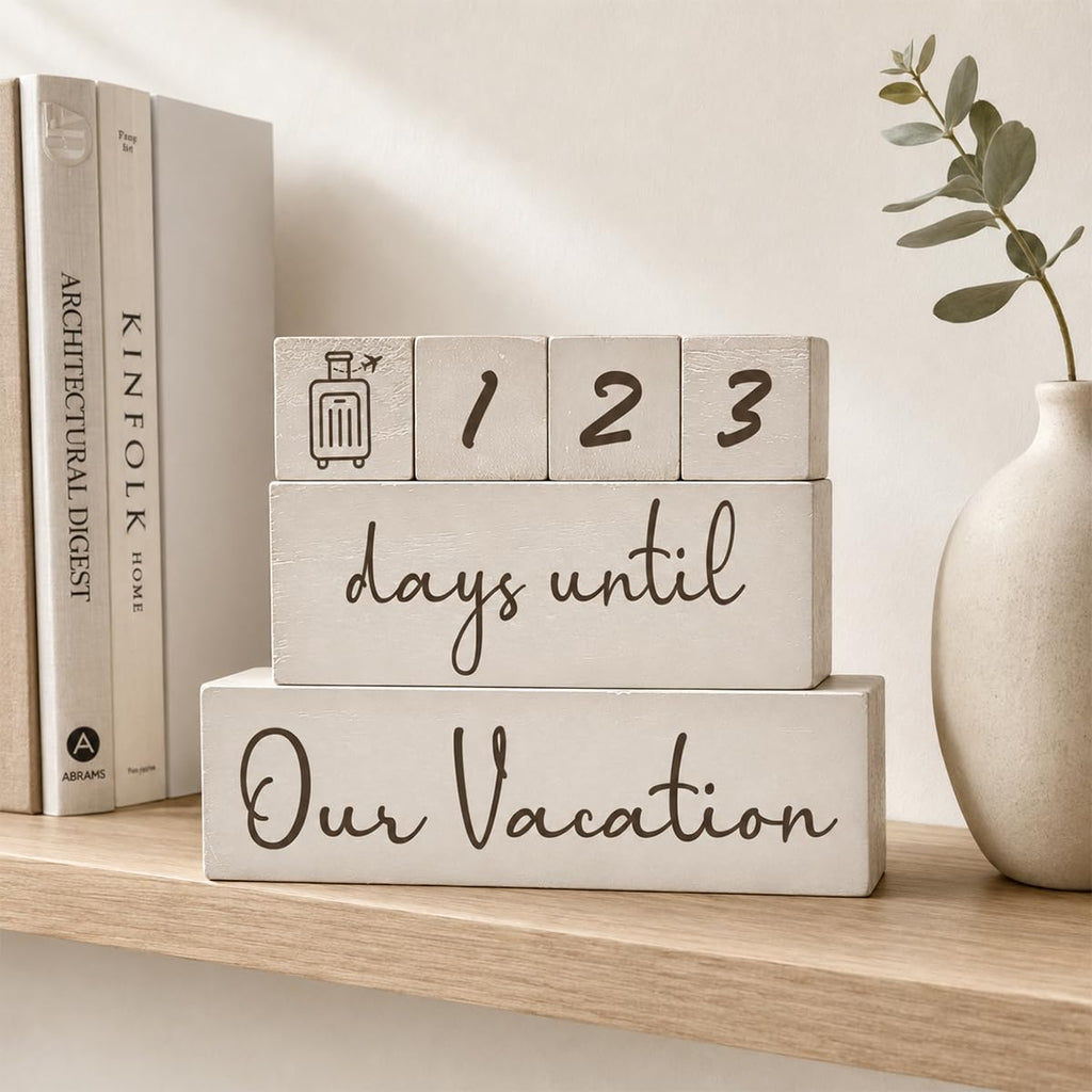 6 Pcs Our Vocation Wooden Countdown Calendar Blocks Desk Decor