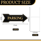 Menkxi 6 Pack Arrow Parking Signs with Stakes, Black Gold Double Sided