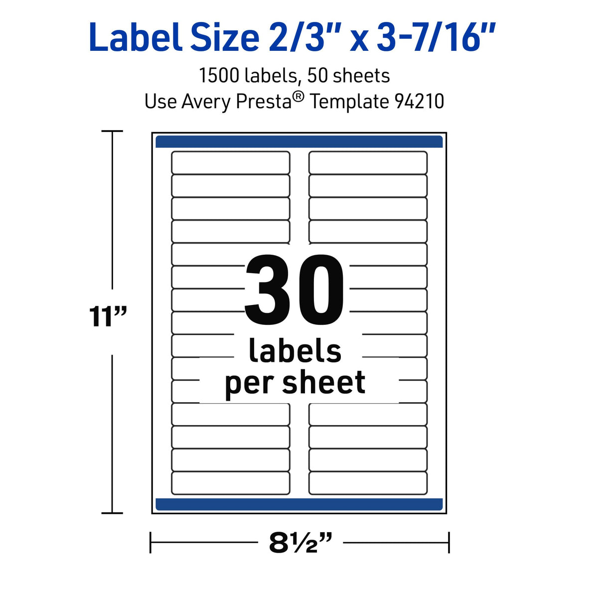 Avery Outdoor Waterproof Rectangle Labels with Sure Feed Technology, 2/3" x 3-7/16", White Film, Compatible with Laser Printers, 1500 Labels Total, Great for Product Branding, Packaging, and More 1,500 labels