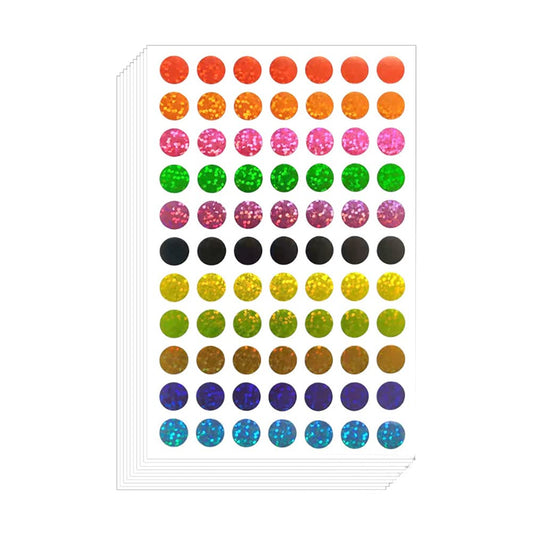 3080 Pcs Sparkle Round Dot Stickers Shiny Circle Dot Labels Holographic Color Coding Labels for Behavior Chart Classroom 1CM Multicolor