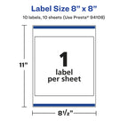 Avery® Glossy Clear Square Labels, Sure Feed® Technology, 8" x 8", 10 Glossy Clear Labels, Laser/Inkjet Printable 10 labels