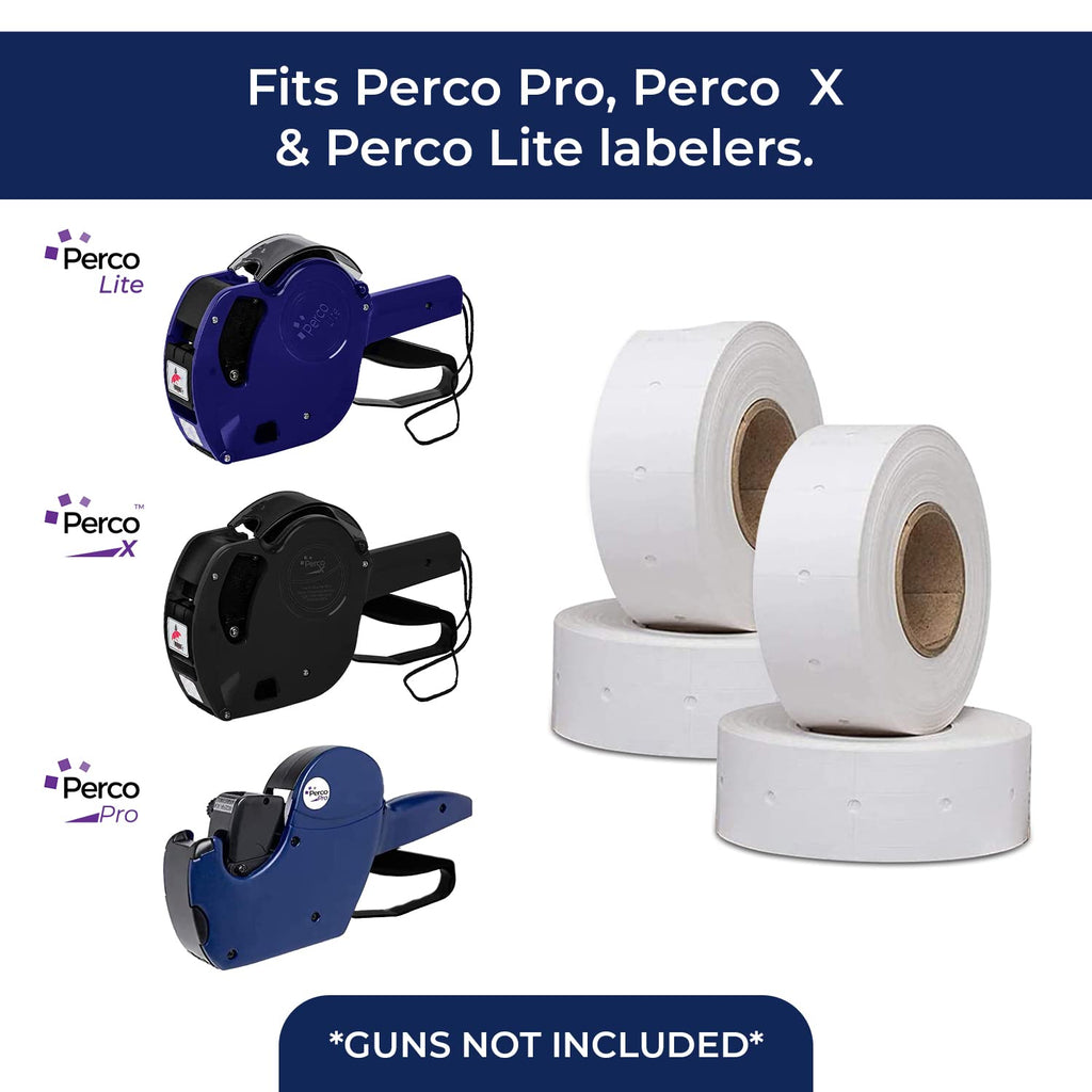 Perco 1 Line White & Fluorescent Red Labels - 16,000 Blank Price & Date Gun Labels Bundle