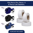 Perco 1 Line White & Fluorescent Red Labels - 16,000 Blank Price & Date Gun Labels Bundle