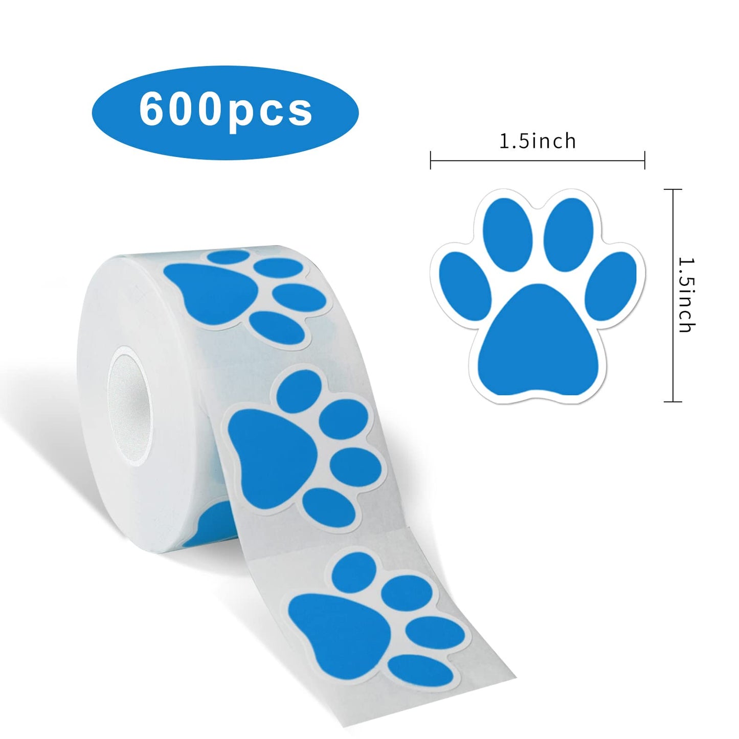 STARLIBOO Paw Print Stickers, 1.5 inch, 600pcs, Blue