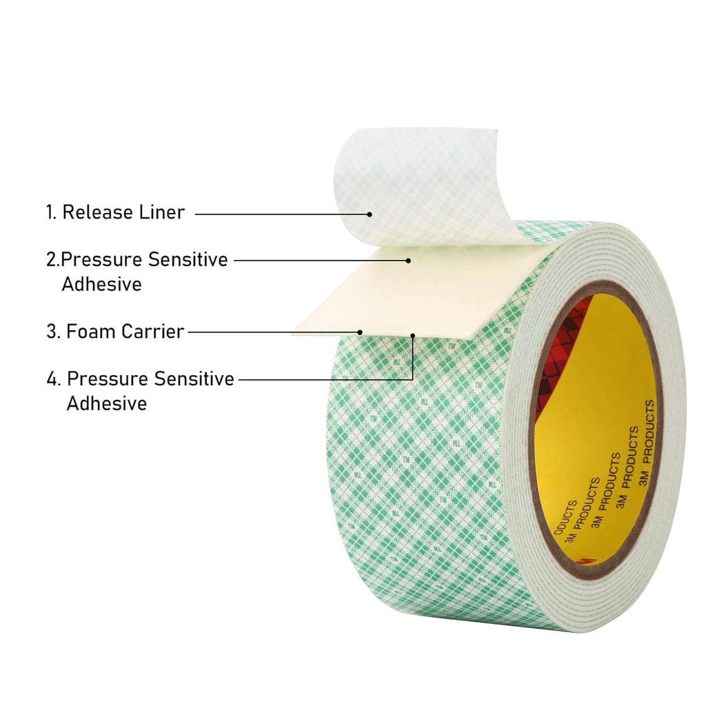 3M Double Sided Foam Tape 2.0"×10Ft 1 Pack White Double Coated Urethane Strong Adhesion Polyurethane Tape for Bonding Attaching Mounting Interior Signage Nameplates DIY Card 2" x 10Ft