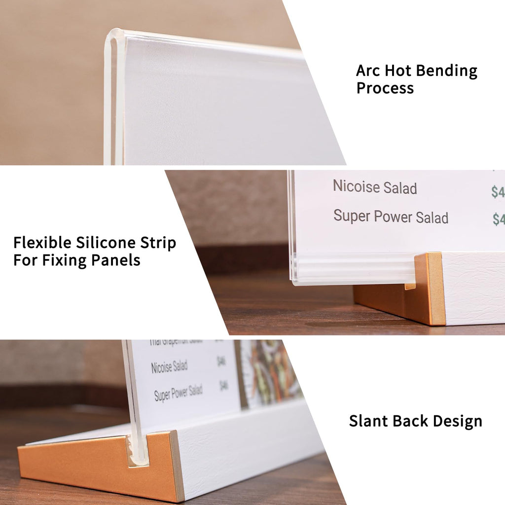 3Pack Acrylic Sign Holder 5X7 for Wedding Anniversary Party, Horizontal White Tabletop Sign Display for Business Restaurant/Hotel/Table Number Plate/Name Holder