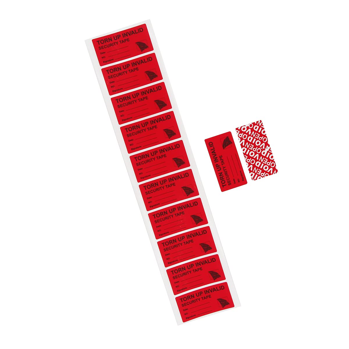 Solitary Walker 100Pcs Tamper Evident Security Labels 1x2 inch Red Complete Transfer Tamper Proof Stickers Safety Torn up Invalid Seals Tape 1 x 2 inch