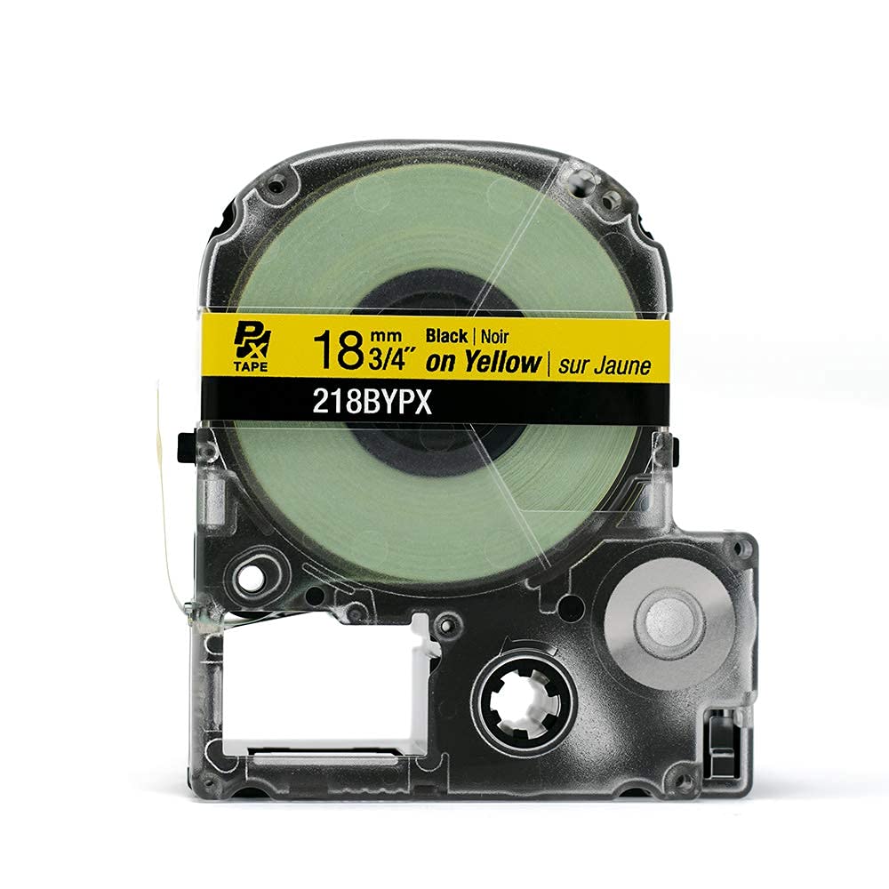 Epson LABELWORKS 218BYPX Label Tape - Black on Yellow - 3/4" (18mm), 30ft