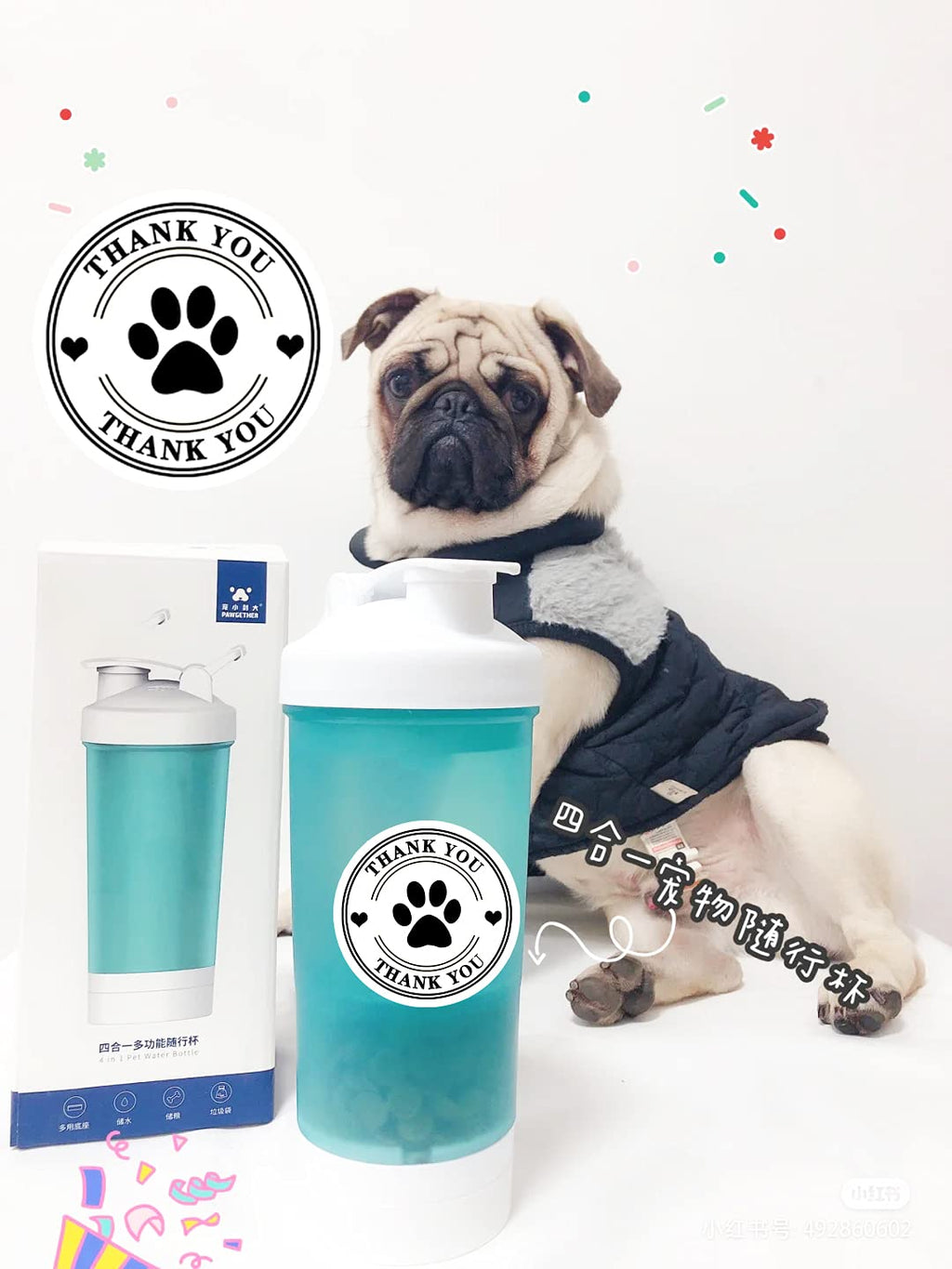 500 Pet Black Footprints Thank You Labels per Roll,Puppy Paw Stickers for Cookie Bag,Gift Box (Pack of 2) small (Pack of 2)