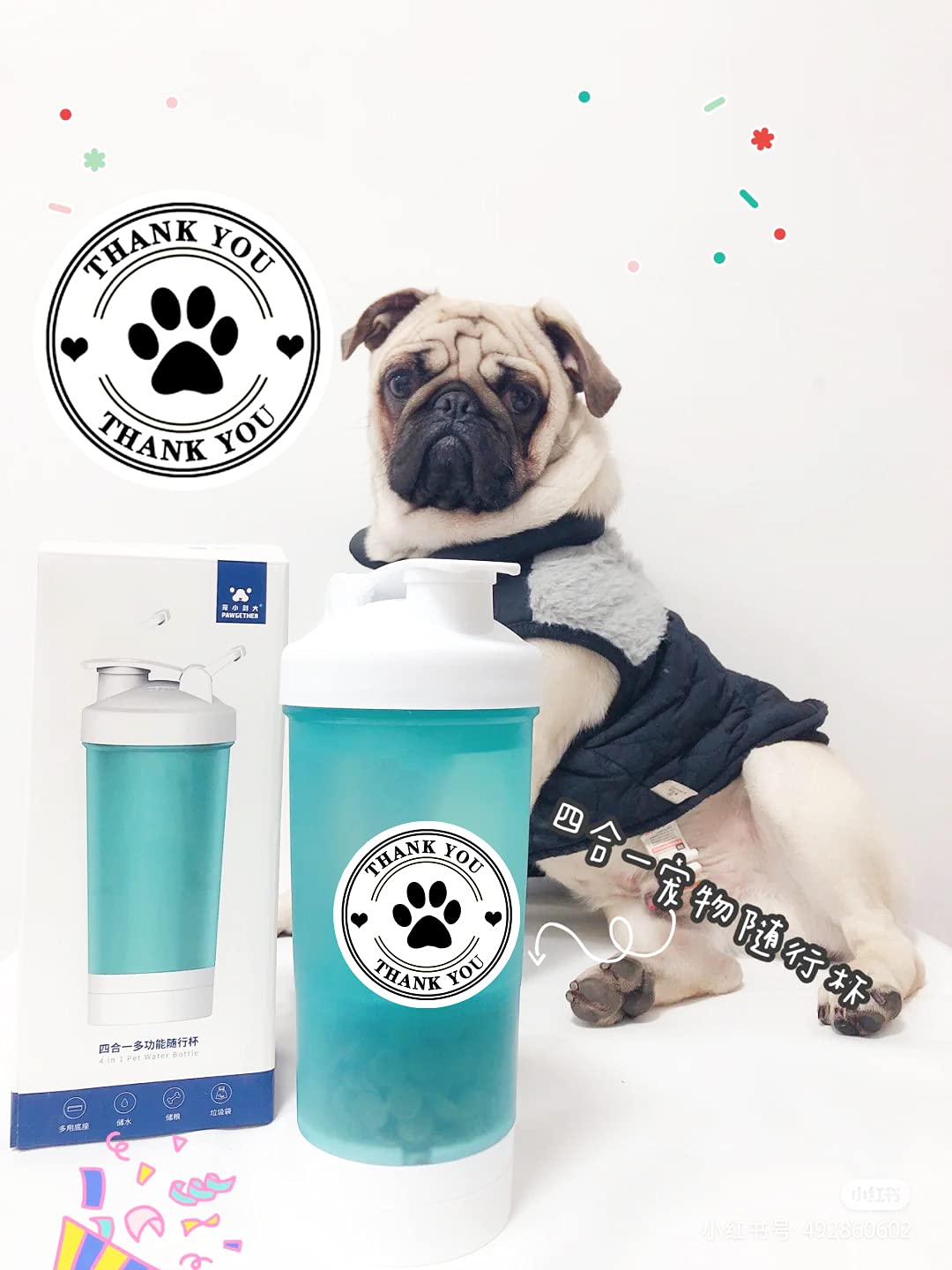 500 Pet Black Footprints Thank You Labels per Roll,Puppy Paw Stickers for Cookie Bag,Gift Box (Pack of 2) small (Pack of 2)