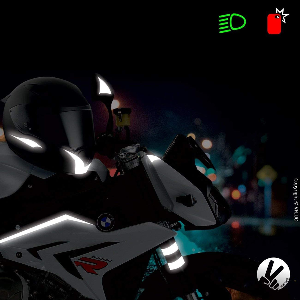 VFLUO - Reflective Sticker Sheet for Bike, Motorcycle, Scooter, Helmets, Stroller/Multi-use - DIY Adhesive board - 3M Technology - High Visibility - Discreet - Optimised adhesion pink 4" x 6" (10 x 15cm)