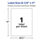 Avery Printable Durable White Rectangle Labels, 8.5" x 11", Waterproof Labels, Laser & Pigment-Based Inkjet Compatible, 10 Total, Great for Product Branding, Marketing, and More