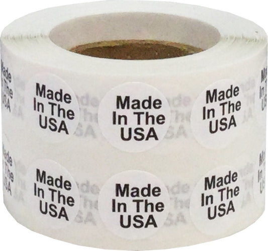 White with Black Made in USA Circle Dot Stickers, 1/2 Inch Round, 1000 Labels on a Roll