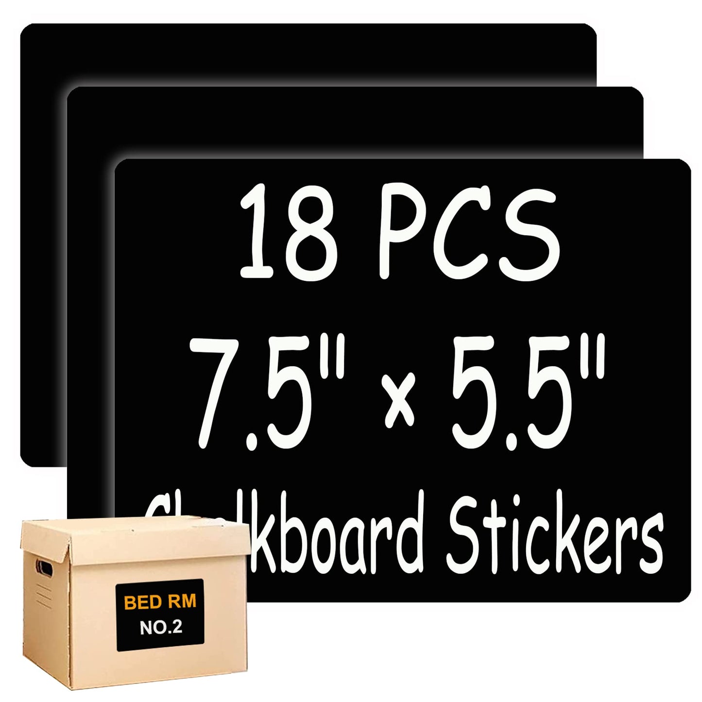 Chalkboard Labels Extra Large Waterproof Adhesive Rectangles Chalkboard Stickers Erasable&Reusable Black Board Sticker for Boxes Jars Containers-7.5'' X 5.5'' Pack of 18 Shape B