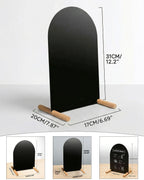 Tabletop Menu Board, A5 Magnetic Metal Sign with Wood Base for Counters Black A5 Vertical (12.2 × 6.7 in)