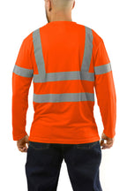 Kolossus Hi Vis Construction Shirts for Men Long Sleeve Reflective Safety Work Shirt Front Pocket Yellow Orange Class 3 X-Large