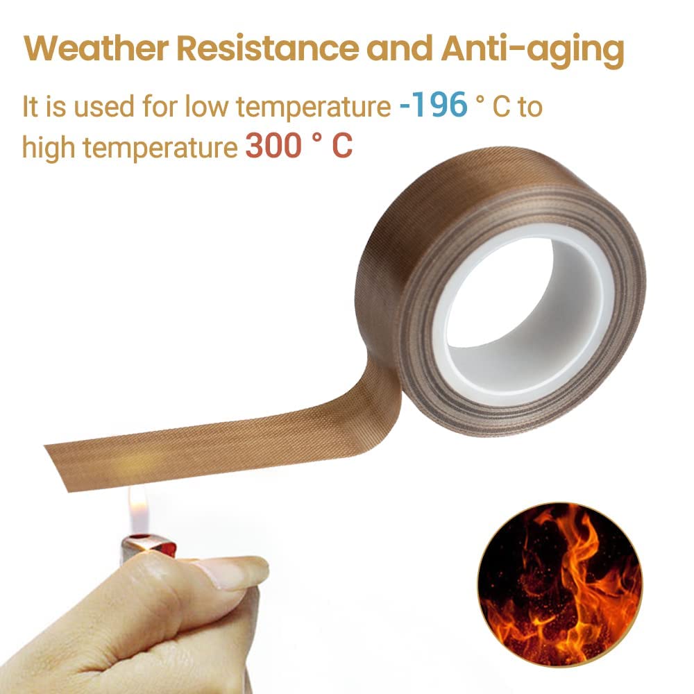 Teflon Tape,8-inch x 33 Feet x 0.18mm Low Friction Tape High Temp Adhesive Tape,Abrasion Resistant,Surface Protection for Wood,Drawer,Cabinet,Furniture,Vacuum Sealer & Hand Impulse Sealers Brown 1 Roll 8-inch x 33 Feet