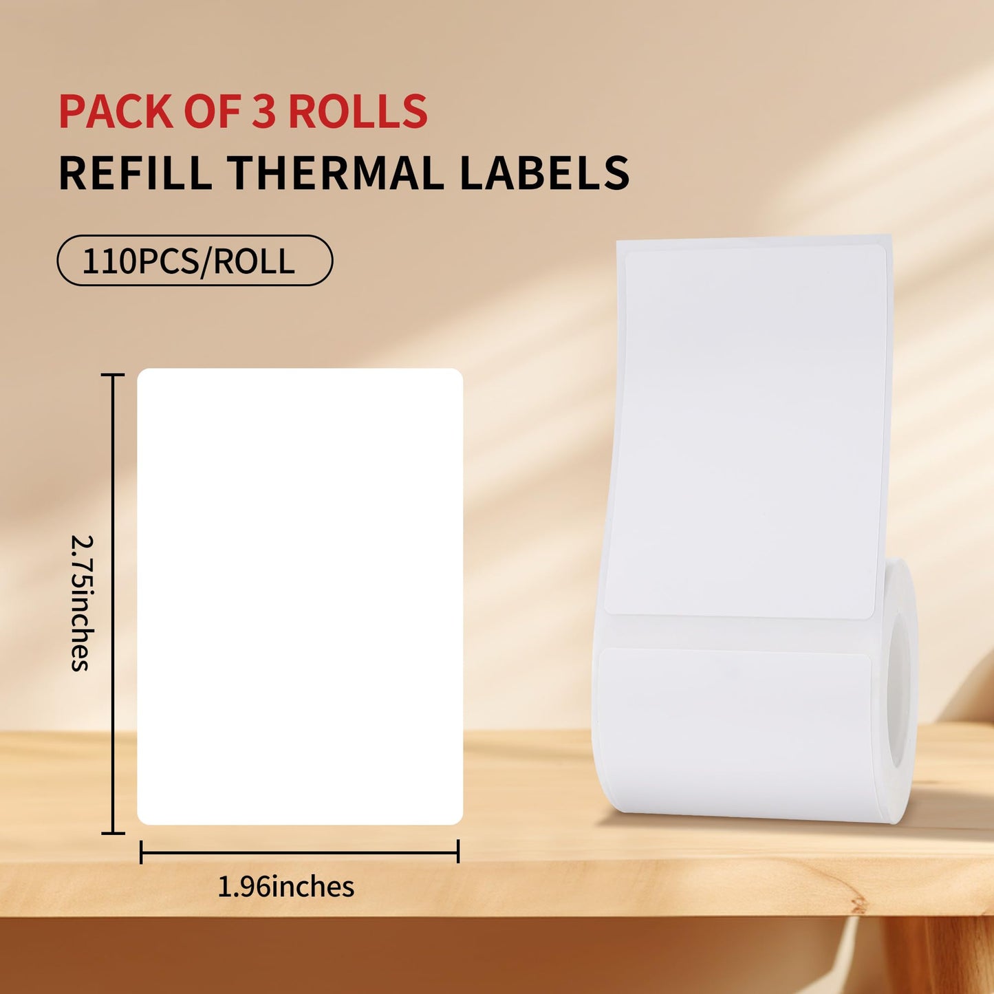 White Thermal Label Sticker for L7/L9/P50/M120/M110/M200/M220/221B Label Maker, 3 Rolls 2”x2.75”(50x70mm) Business Shipping Address Logo Jar Barcode Thermal Sticker Paper Waterproof Oilproof 1.96*2.75 White