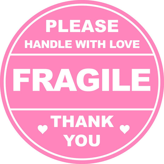 2 inch 150PCS Pink Fragile Handle with Love Labels Stickers Shipping Mailing Cartons Envelops Adhesive Labels-Poskornwel
