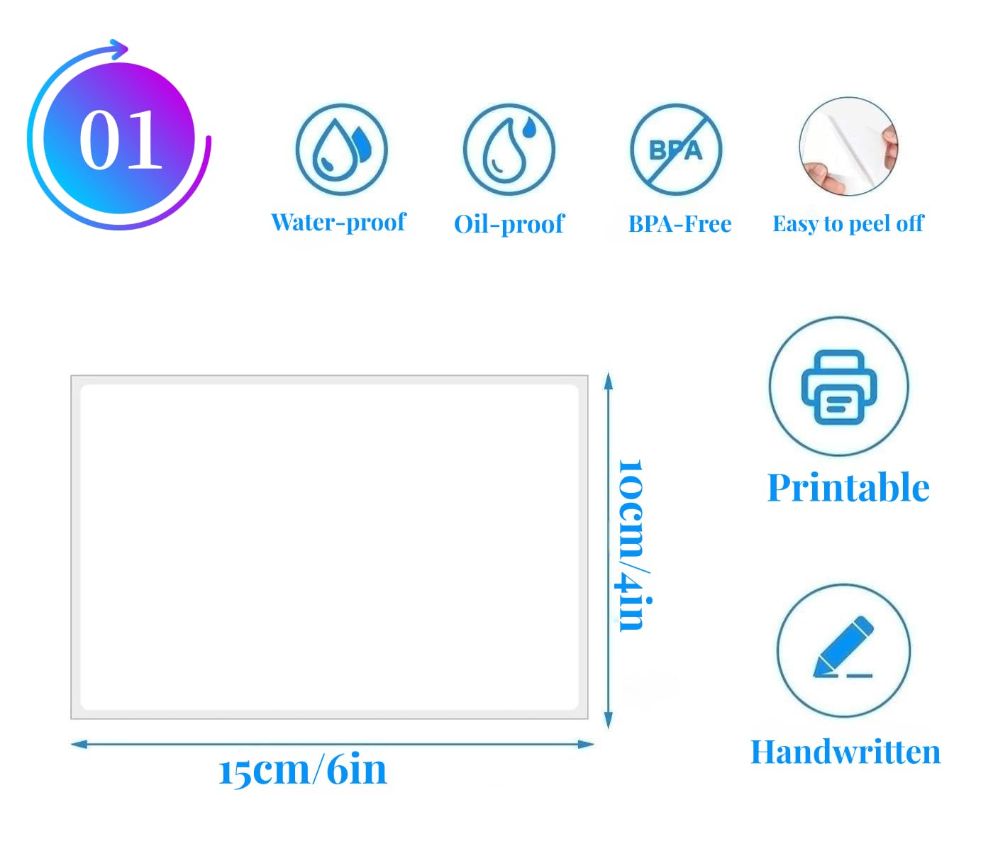 Removable Waterproof Labels for Storage Bins - 100 4" x 6" Organizing Name Label for Containers Stickers for Shipping Packing, Kitchen Storage, Proof-Water/Oil, Sticky Large Labels for Moving Boxes storage bins labels 100 pcs