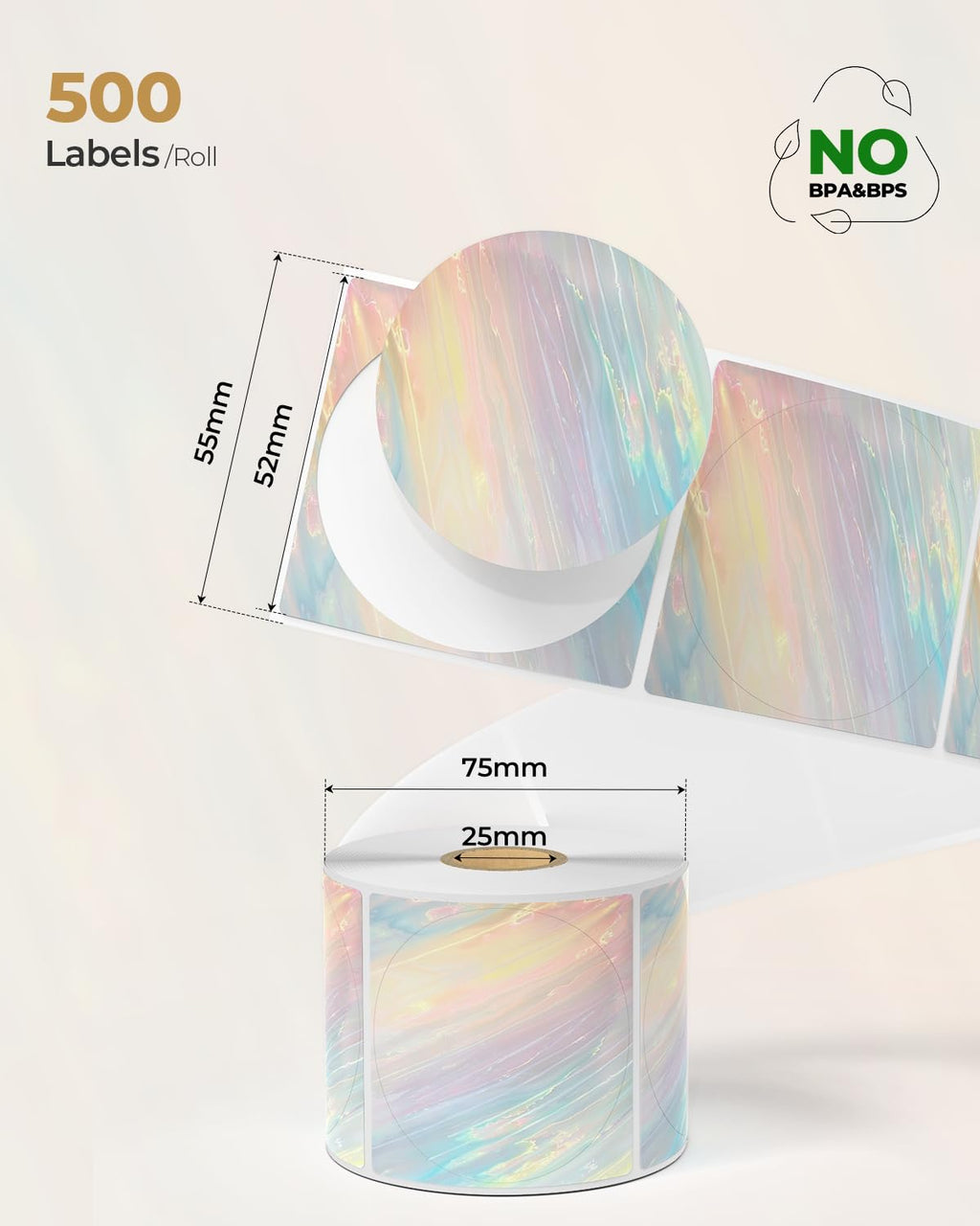3" Pink Circle Thermal Labels 500 Labels/Roll+2" Shell Texture Round Thermal Labels 500 Labels/Roll