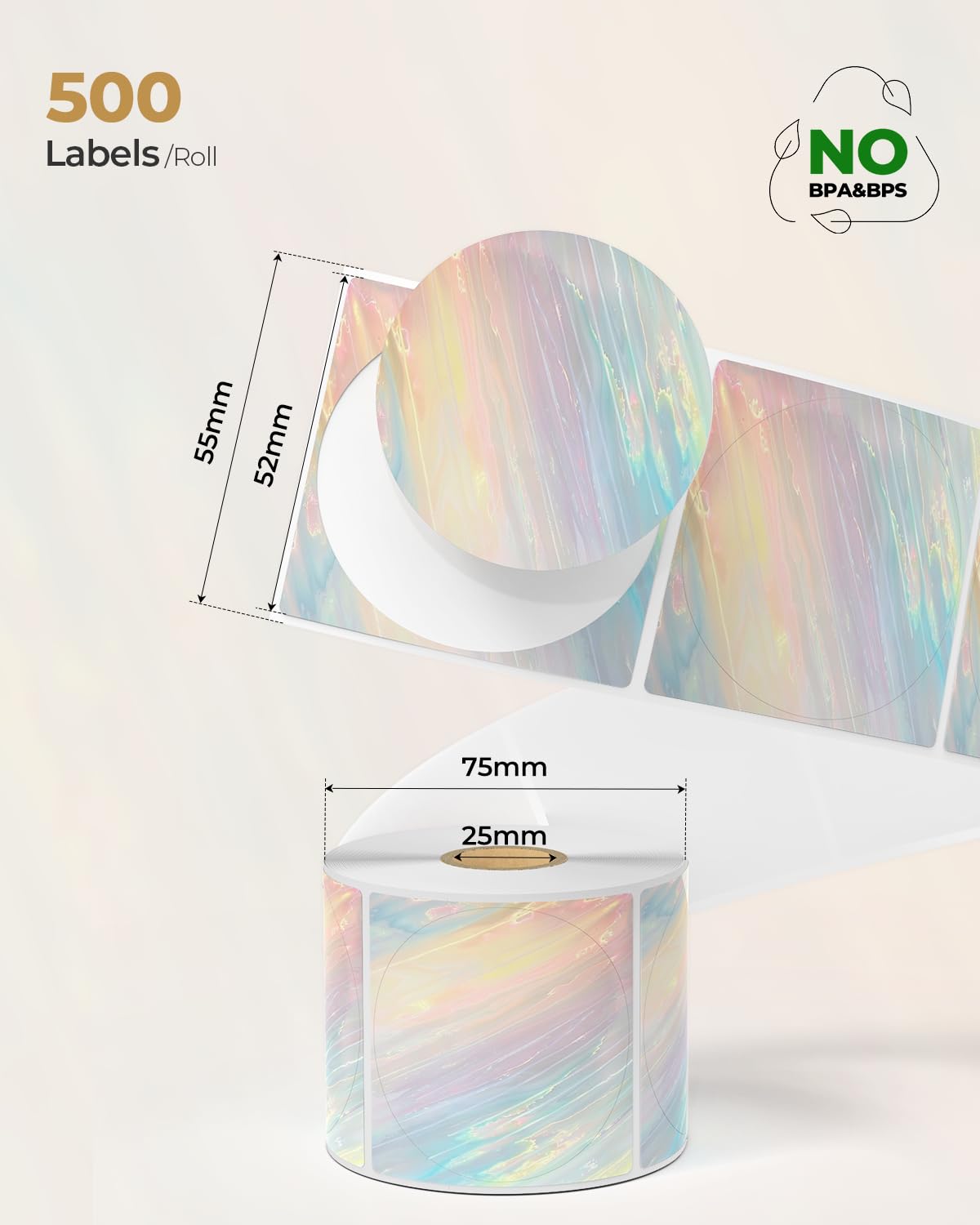 2" Shell Texture Round Thermal Labels 500 Labels/Roll+4x6 Direct Thermal Shipping Labels 500 Labels/Pack