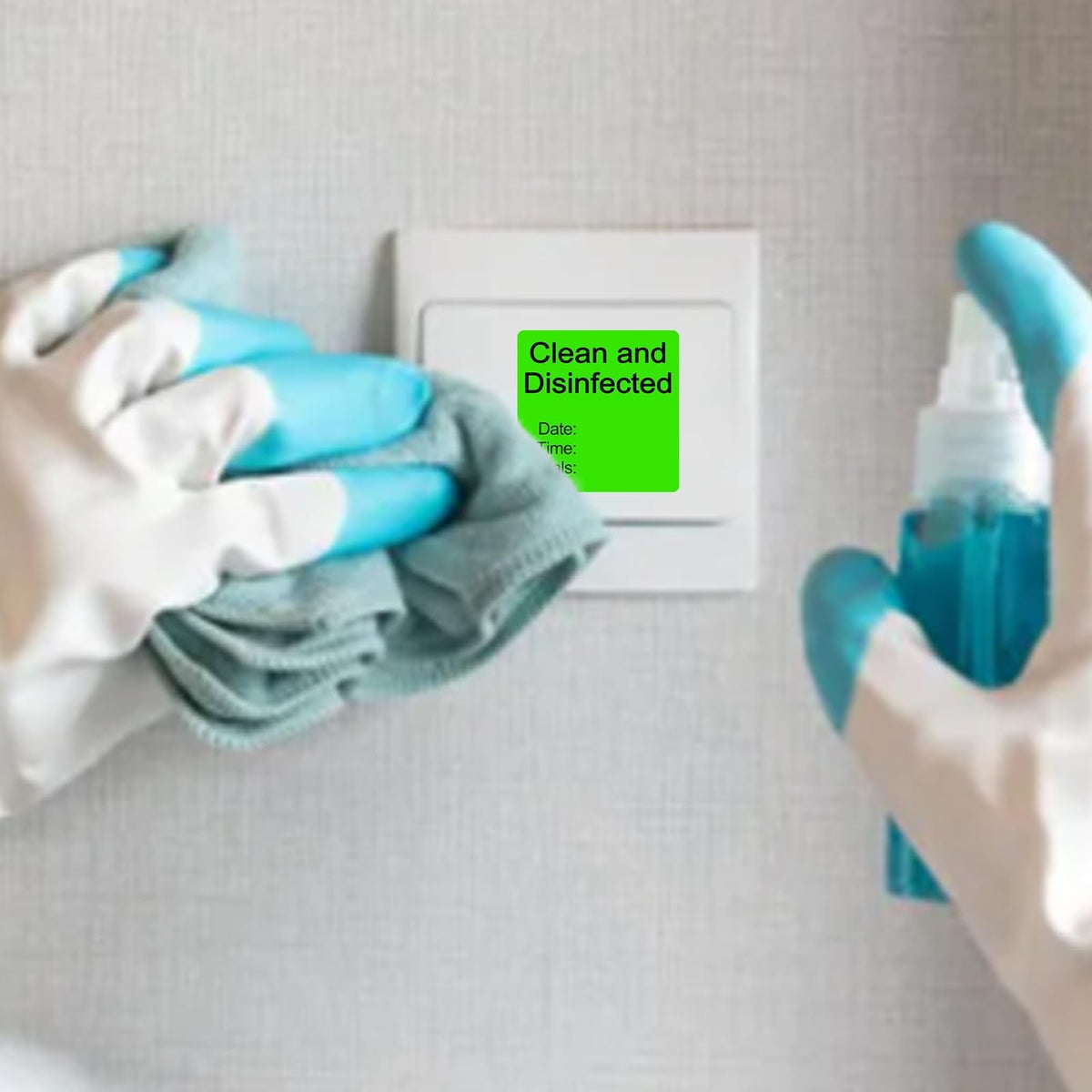 250 PCS Clean and Disinfected Indication Label - 2"x2" Writable Self Adhesive Decal Sign Sticker for Lab, Hotel, House Rental, 1 Roll Clean and Disinfected Label