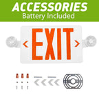 LED Exit Sign with Emergency Lights Dual Exit Lamp, 90 Min Battery Backup White Housing & Red Letter 1 PACK