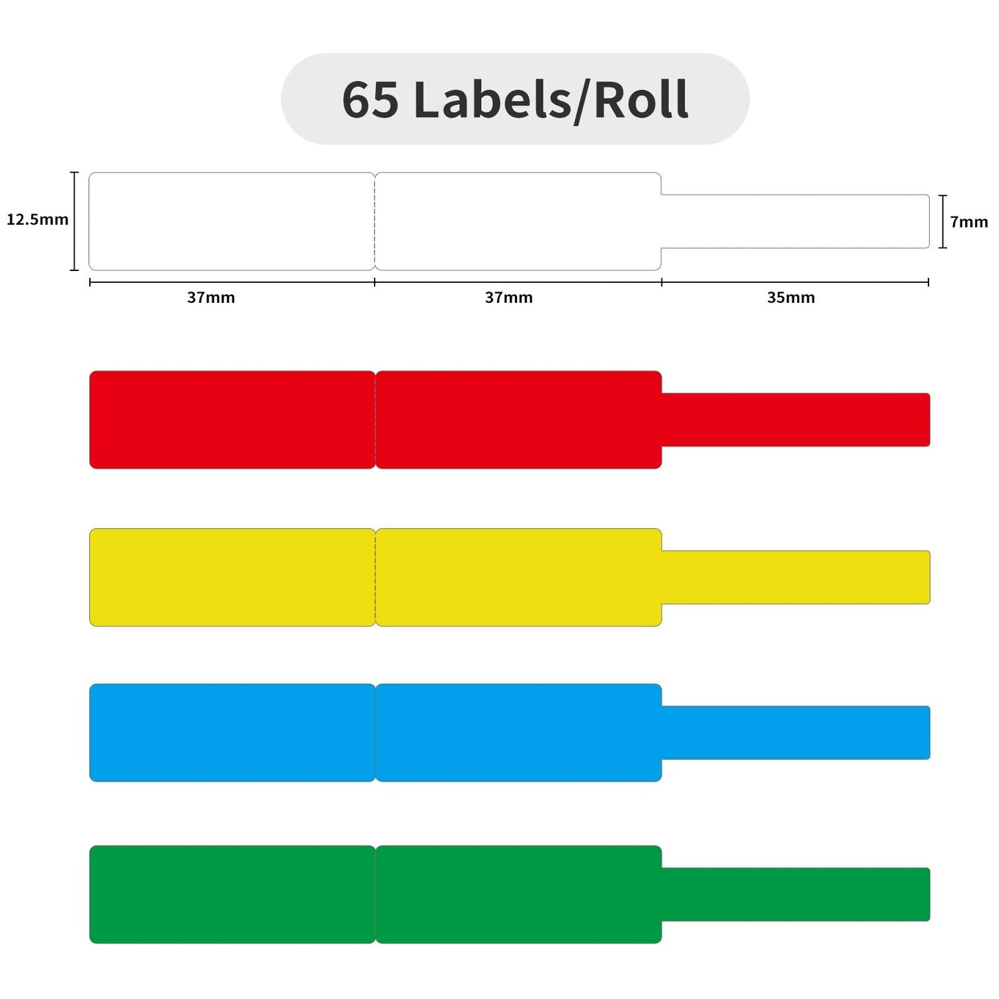 NIIMBOT Cable Label Maker Tape (0.49" x 4.29") Printer Sticker Paper with Self-Adhesive for D11/D110/D101/H1S Label Maker,1 Roll of 65 (Green) Green