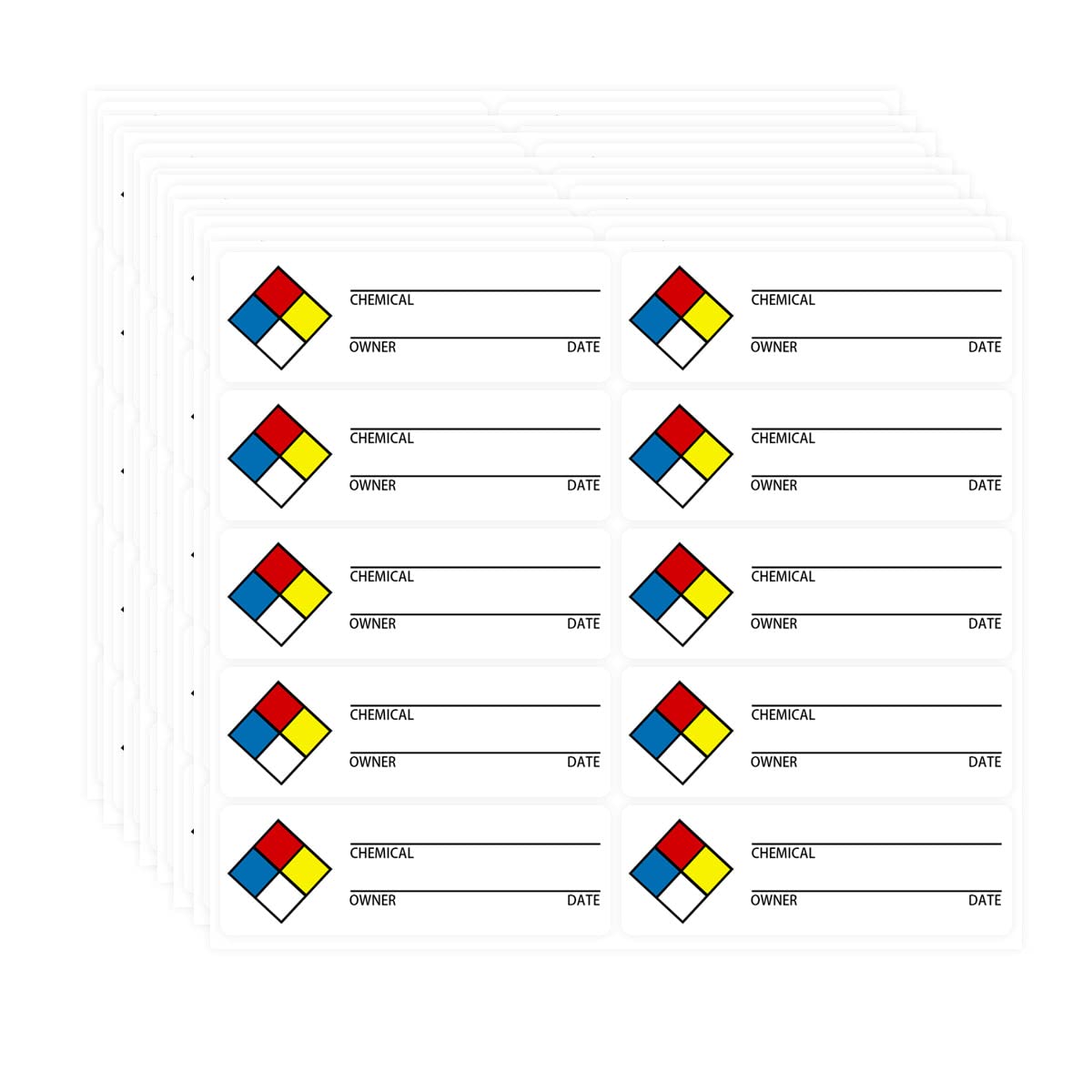 MSDS Stickers for Safety Data Right-to-Know Labels, 13 Inches Adhesive Color Coding Labels with Diamond Boxes Graphic for Chemical Identifying and Marking (500 Pcs)